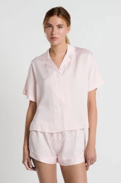 ETAM Partes De Arriba De Pijama|Los Pijamas Más Responsables|Camisa de pijama de manga corta estampada ESTAMPADO FONDO ROSA