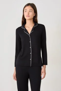 ETAM Pijamas Esenciales|Partes De Arriba De Pijama|Camisa de pijama de manga larga NEGRO