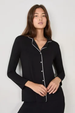 ETAM Pijamas Esenciales|Partes De Arriba De Pijama|Camisa de pijama de manga larga NEGRO
