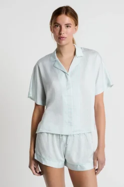 ETAM Partes De Arriba De Pijama|Los Pijamas Más Responsables|Camisa de pijama de manga corta estampada ESTAMPADO FONDO VERDE