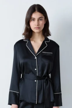 ETAM Partes De Arriba De Pijama|Camisa de pijama de satén NEGRO