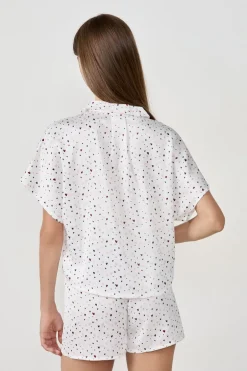 ETAM Partes De Arriba De Pijama|Los Pijamas Más Responsables|Camisa de pijama de satén con estampado de corazones MULTICOLOR