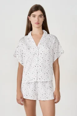 ETAM Partes De Arriba De Pijama|Los Pijamas Más Responsables|Camisa de pijama de satén con estampado de corazones MULTICOLOR