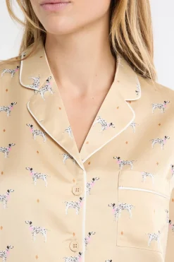 ETAM Partes De Arriba De Pijama|Camisa de pijama de satén con estampado de perros IMP FONDO ROSA