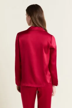 ETAM Pijamas De Seda|Partes De Arriba De Pijama|Camisa de pijama de seda ROJO CARDENAL
