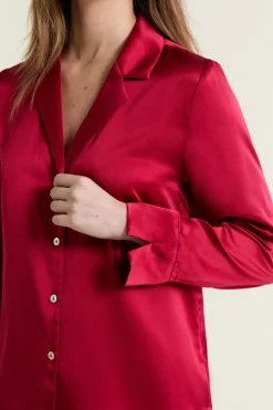 ETAM Pijamas De Seda|Partes De Arriba De Pijama|Camisa de pijama de seda ROJO CARDENAL