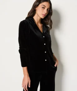 ETAM Partes De Arriba De Pijama|Camisa de pijama de terciopelo NEGRO
