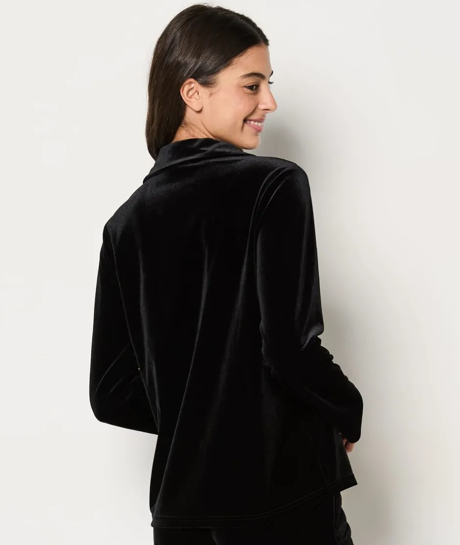 ETAM Partes De Arriba De Pijama|Camisa de pijama de terciopelo NEGRO
