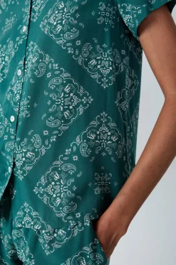 ETAM Partes De Arriba De Pijama|Los Pijamas Más Responsables|Camisa de pijama estampada de manga corta KAKI