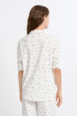 ETAM Partes De Arriba De Pijama|Los Pijamas Más Responsables|Camisa de pijama estampada de algodón CRUDO