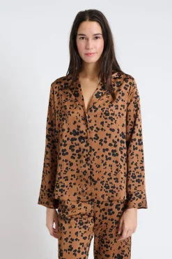 ETAM Partes De Arriba De Pijama|Los Pijamas Más Responsables|Camisa de pijama estampada MARRON