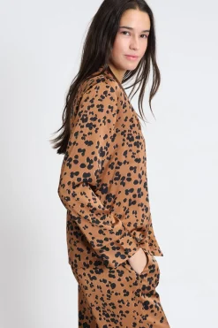 ETAM Partes De Arriba De Pijama|Los Pijamas Más Responsables|Camisa de pijama estampada MARRON