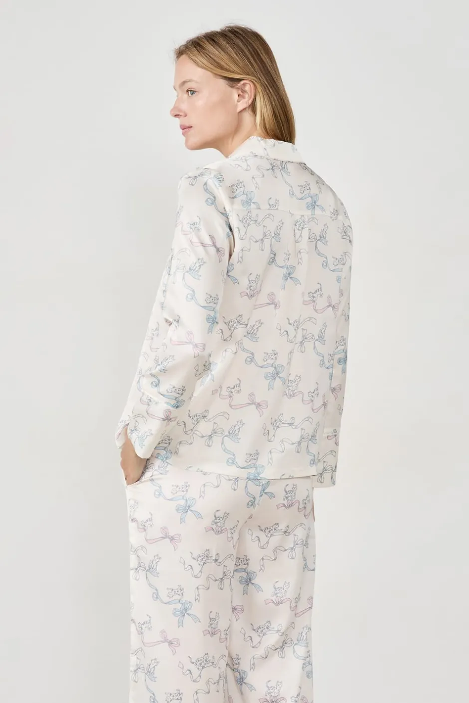 ETAM Partes De Arriba De Pijama|Camisa de pijama estampada satinada ESTAMPADO BLANCO ROTO