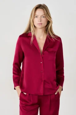 ETAM Partes De Arriba De Pijama|Camisa de pijama satinada BURDEOS GRANATE