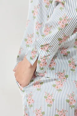 ETAM Partes De Arriba De Pijama|Los Pijamas Más Responsables|Camisa de pijama satinada con estampado floral IMP FD BLANCO
