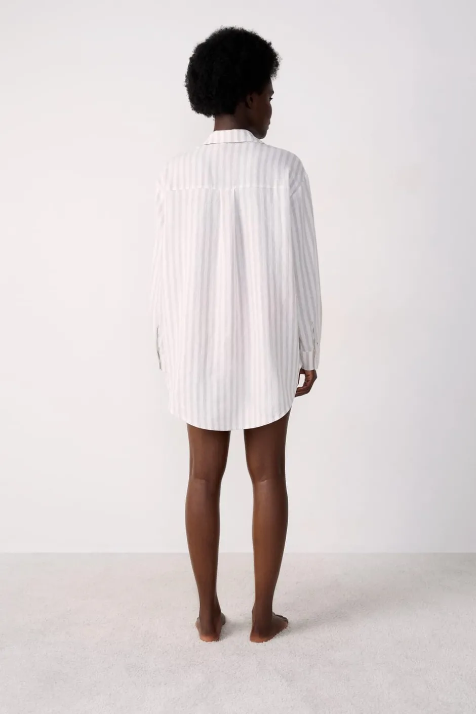 ETAM Túnicas Y Vestidos De Playa|Camisa de playa a rayas de lino GRIS