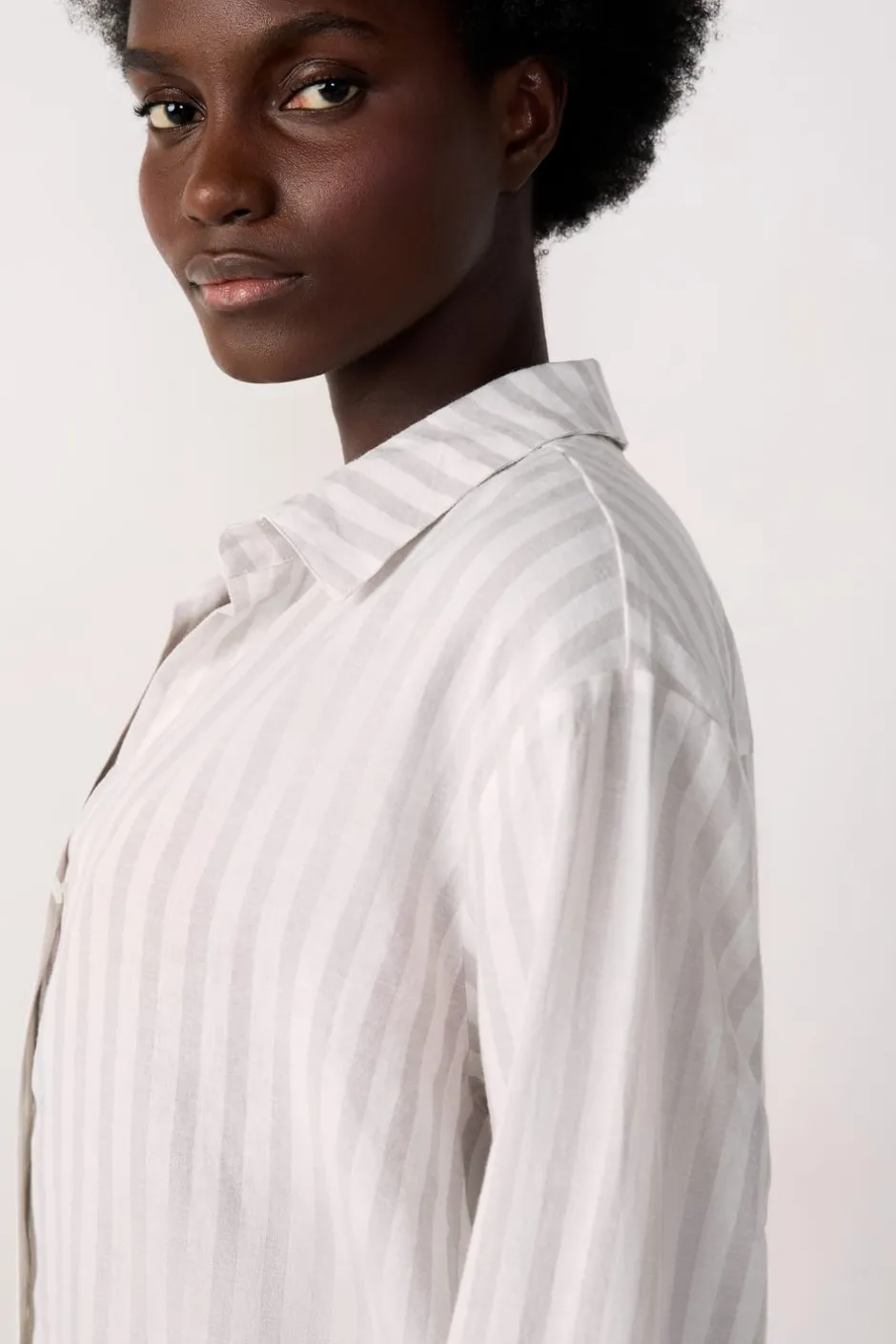 ETAM Túnicas Y Vestidos De Playa|Camisa de playa a rayas de lino GRIS