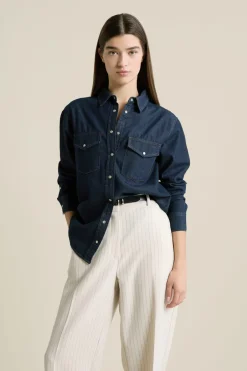 ETAM Camisas Fluidas|Camisas|Camisa efecto denim AZUL NOCHE