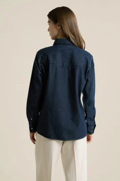 ETAM Camisas Fluidas|Camisas|Camisa efecto denim AZUL NOCHE