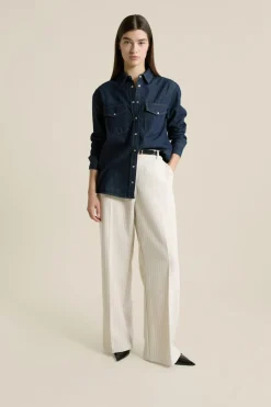 ETAM Camisas Fluidas|Camisas|Camisa efecto denim AZUL NOCHE