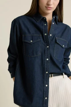 ETAM Camisas Fluidas|Camisas|Camisa efecto denim AZUL NOCHE