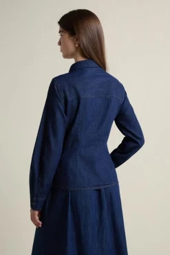 ETAM Camisas Fluidas|Camisas Chic|Camisa efecto vaquero de algodón azul denim