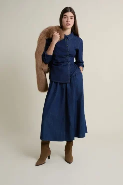 ETAM Camisas Fluidas|Camisas Chic|Camisa efecto vaquero de algodón azul denim