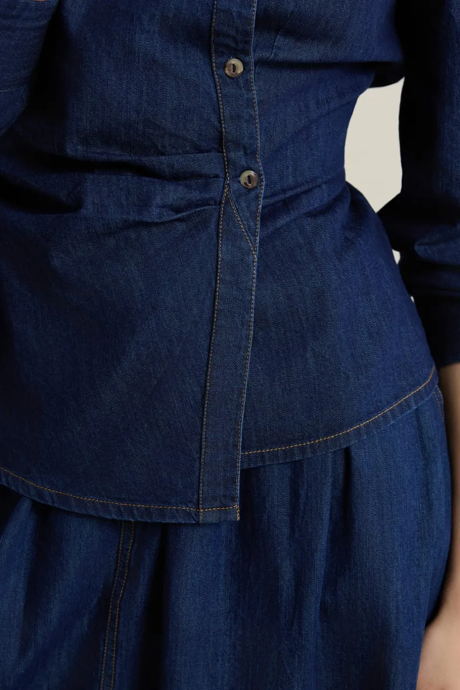 ETAM Camisas Fluidas|Camisas Chic|Camisa efecto vaquero de algodón azul denim