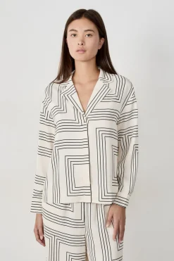 ETAM Camisas Y Blusas Estampadas|Camisas Fluidas|Camisa manga larga estampada ESTAMPADO FONDO CRUDO