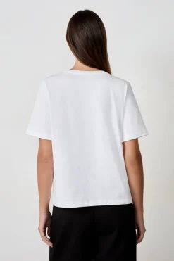 ETAM Cuello Redondo|Manga Corta|Camiseta con bolsillo delantero BLANCO