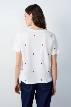 ETAM Cuello Redondo|Manga Corta|Camiseta corazón de algodón ROJO
