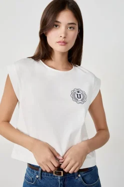 ETAM Cuello Redondo|Manga Corta|Camiseta de algodón con estampado BEIGE