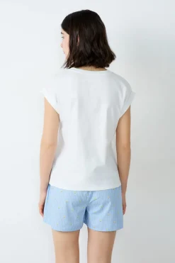 ETAM Partes De Arriba De Pijama|Los Pijamas Más Responsables|Camiseta de algodón de manga corta Smiley®ORIGINALS BLANCO
