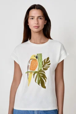 ETAM Cuello Redondo|Manga Corta|Camiseta de algodón estampada BLANCO