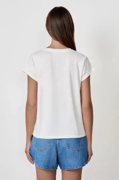 ETAM Cuello Redondo|Manga Corta|Camiseta de algodón estampada BLANCO