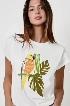 ETAM Cuello Redondo|Manga Corta|Camiseta de algodón estampada BLANCO