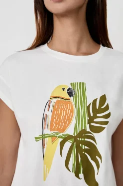 ETAM Cuello Redondo|Manga Corta|Camiseta de algodón estampada BLANCO