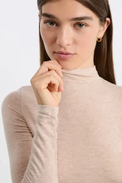 ETAM Manga Larga|Camisetas|Camiseta de cuello alto con lana BEIGE