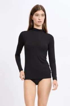 ETAM Manga Larga|Camisetas|Camiseta de cuello alto de malla térmica de manga larga NEGRO
