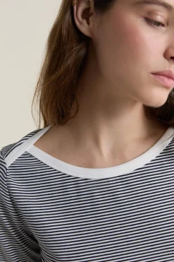ETAM Cuello Redondo|Manga Corta|Camiseta de cuello redondo a rayas INDIGO