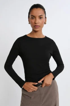 ETAM Manga Larga|Camiseta de cuello redondo y manga larga NEGRO