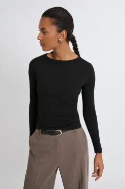 ETAM Manga Larga|Camiseta de cuello redondo y manga larga NEGRO