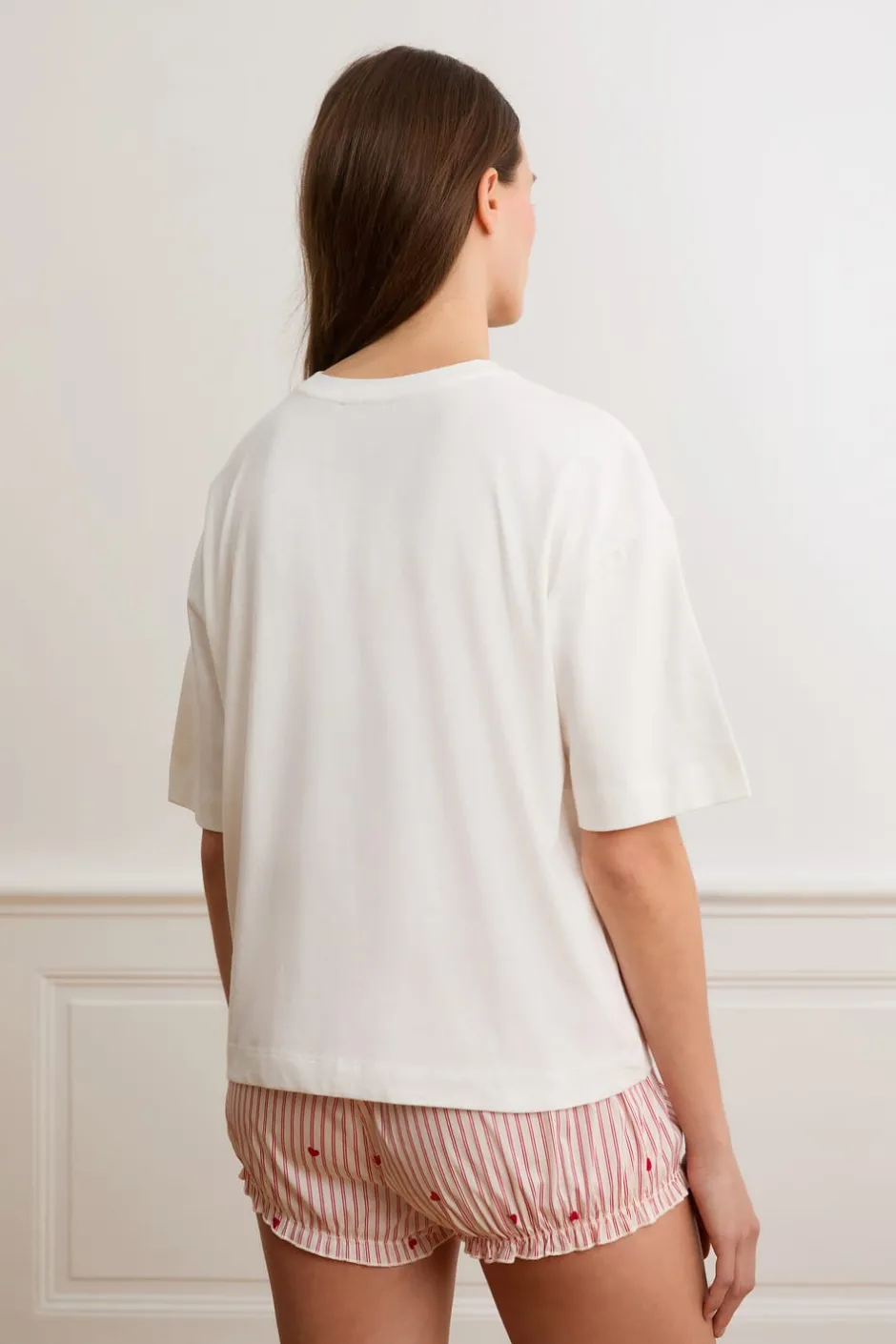 ETAM Los Pijamas Más Responsables|Partes De Arriba De Pijama|Camiseta de manga corta con la inscripción «love is all» de algodón BLANCO