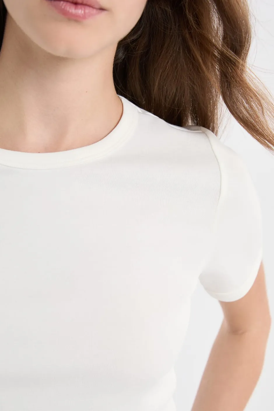 ETAM Cuello Redondo|Manga Corta|Camiseta de manga corta con algodón BLANCO