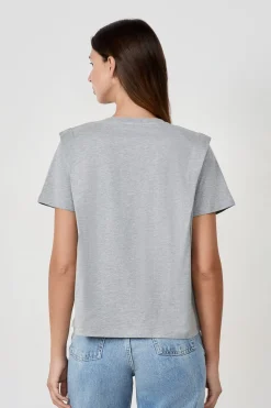 ETAM Cuello Redondo|Manga Corta|Camiseta de manga corta de algodón GRIS CLARO