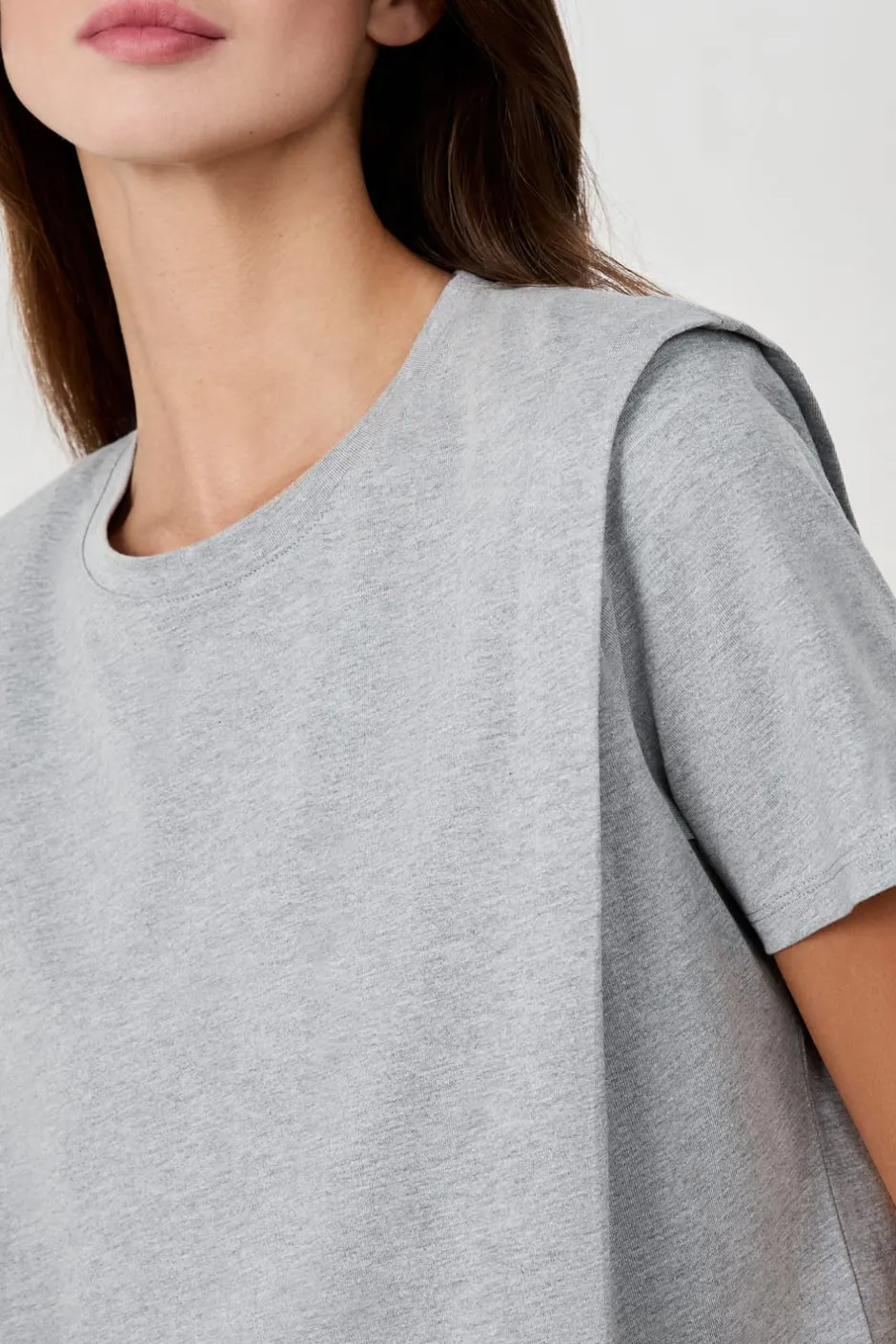 ETAM Cuello Redondo|Manga Corta|Camiseta de manga corta de algodón GRIS CLARO