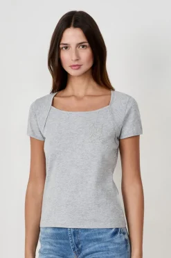 ETAM Cuello Redondo|Manga Corta|Camiseta de manga corta de algodón GRIS