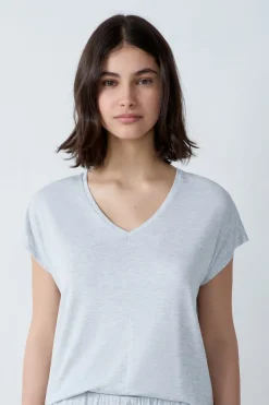 ETAM Partes De Arriba De Pijama|Los Pijamas Más Responsables|Camiseta de manga corta de pijama de modal GRIS CLARO
