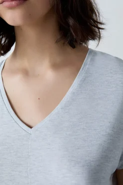 ETAM Partes De Arriba De Pijama|Los Pijamas Más Responsables|Camiseta de manga corta de pijama de modal GRIS CLARO