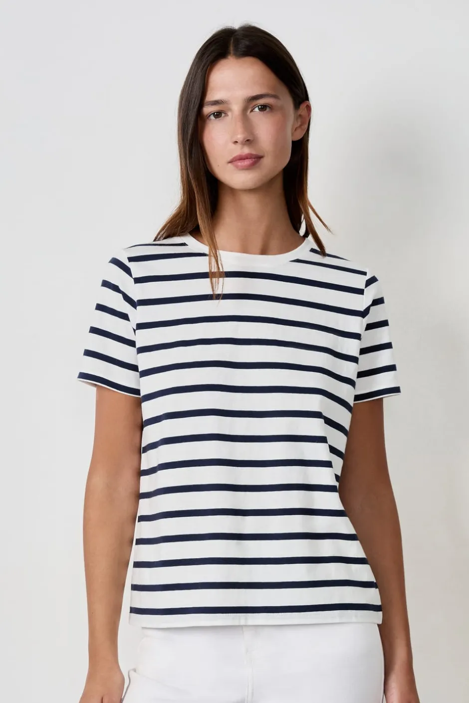 ETAM Cuello Redondo|Manga Corta|Camiseta de manga corta marinera BEIGE
